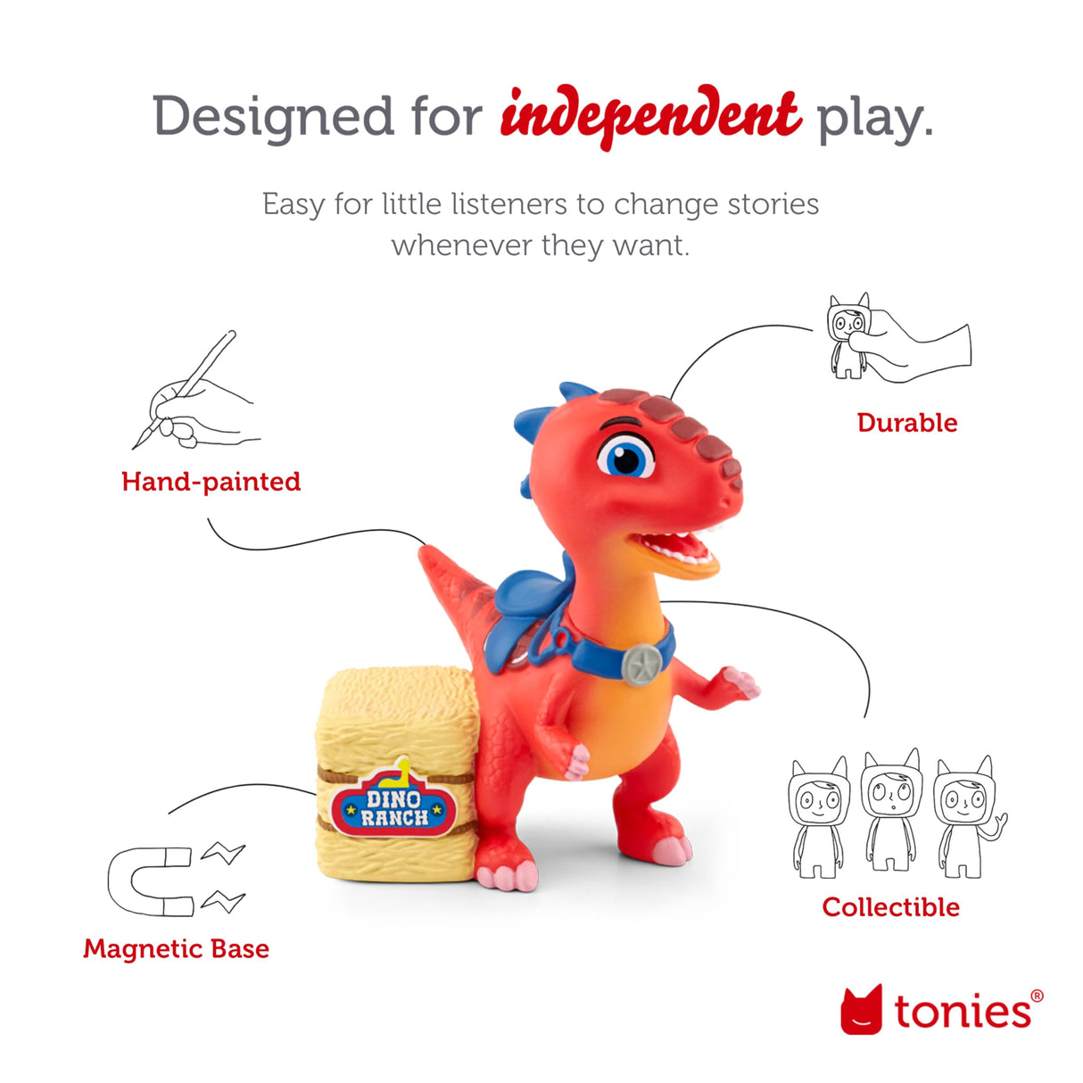 Tonies Dino Ranch, Audio Play Figurine for Portable Speaker, Small, Multicolor, Plastic