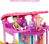 Barbie Dollhouse, Chelsea Playhouse Set with Transforming Areas & 20+ Pieces, Includes 2 Pets, Pool, Furniture & Accessories