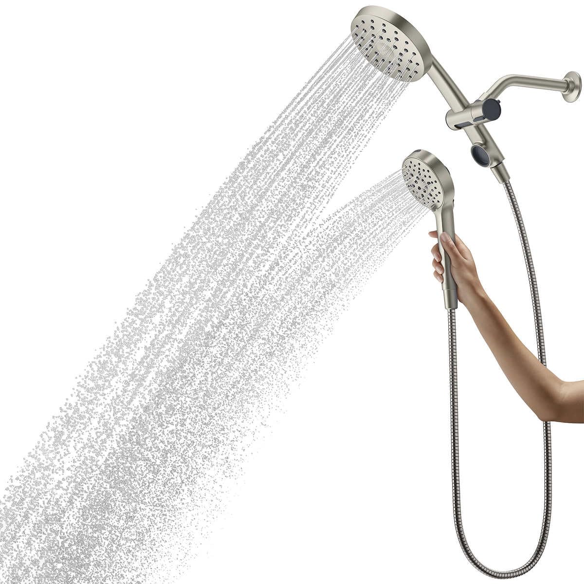 Kohler Prone 3-in-1 Multifunction Shower Head with PowerSweep Combo Shower Kit, 1.75 GPM, PowerSweep Spray, Magnetic Handshower Dock (Brushed Nickel)