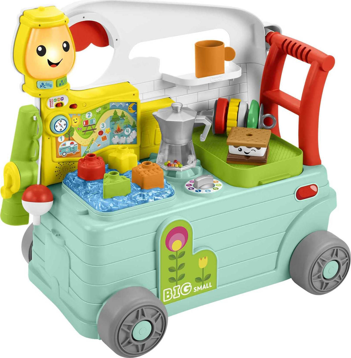 Fisher-Price Baby Learning Toy Laugh & Learn 3-in-1 On-the-Go Camper Walker & Activity Center for Toddlers Ages 9+ Months