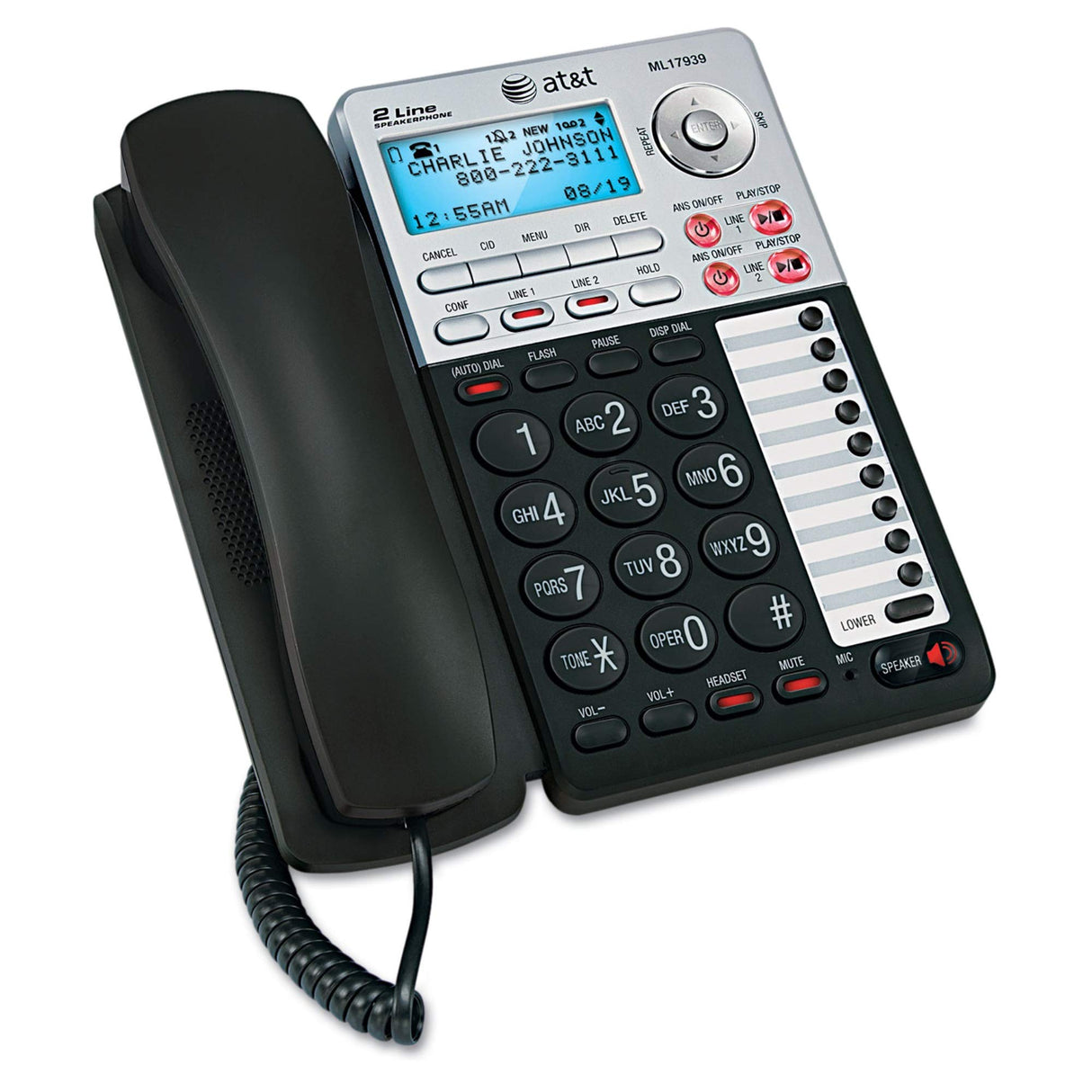 AT&amp;T(R) 17939 2-Line Corded Speakerphone with Caller ID &amp; Digital Answering System