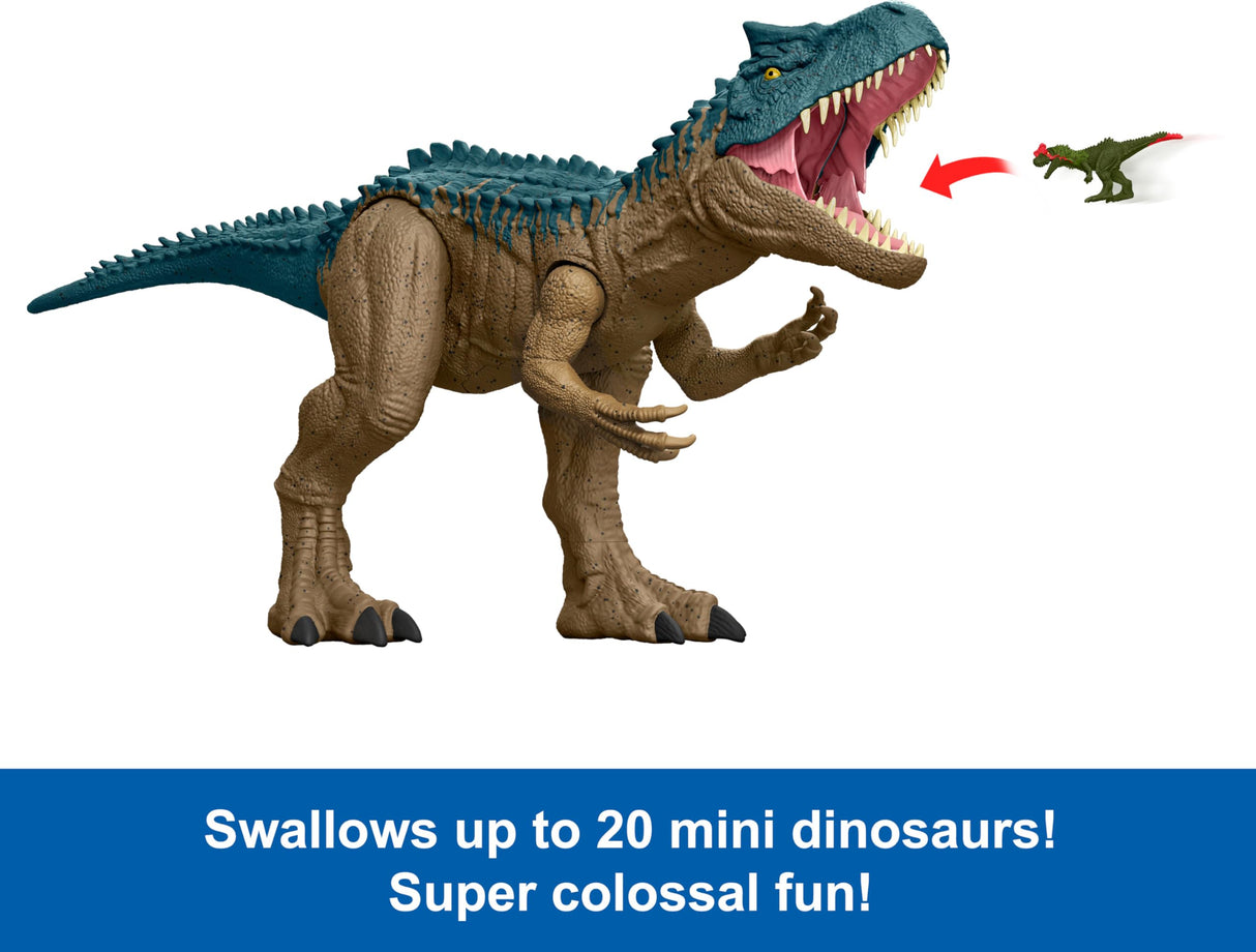 Mattel Jurassic World Super Colossal Dinosaur Action Figure, Large Allosaurus Dino Toy with Eating Feature, 3+ Feet Long