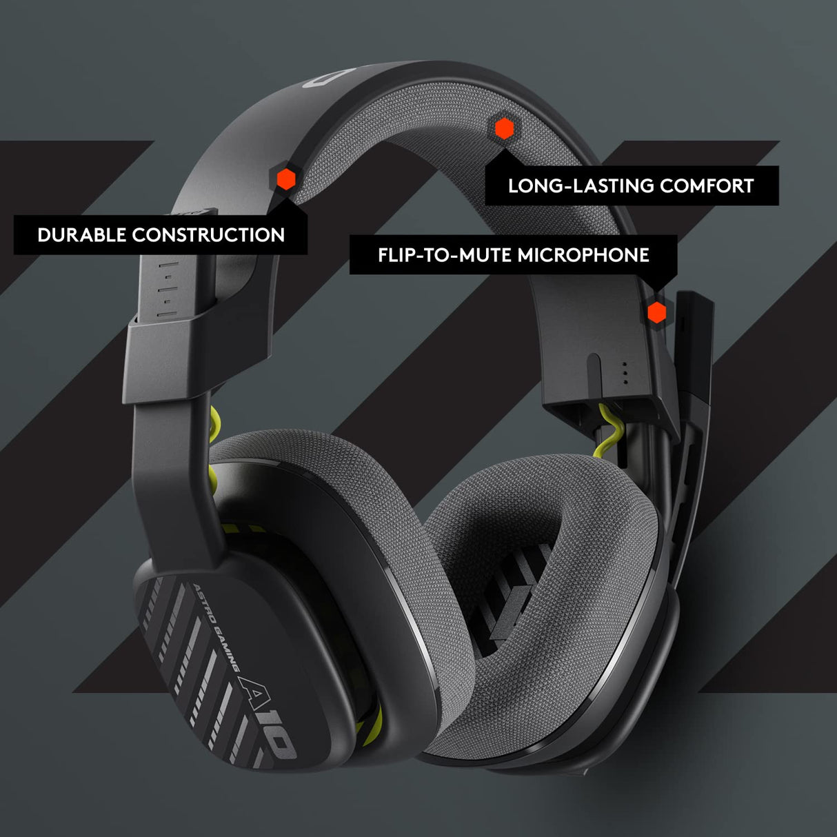 ASTRO A10 Gaming Headset Gen 2 Wired Headset - Over-ear gaming headphones with flip-to-mute microphone, 32 mm drivers, compatible with PlayStation, PC, Black