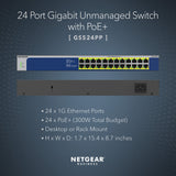 NETGEAR 24-Port Gigabit Ethernet High-Power PoE+ Unmanaged Switch, Gray