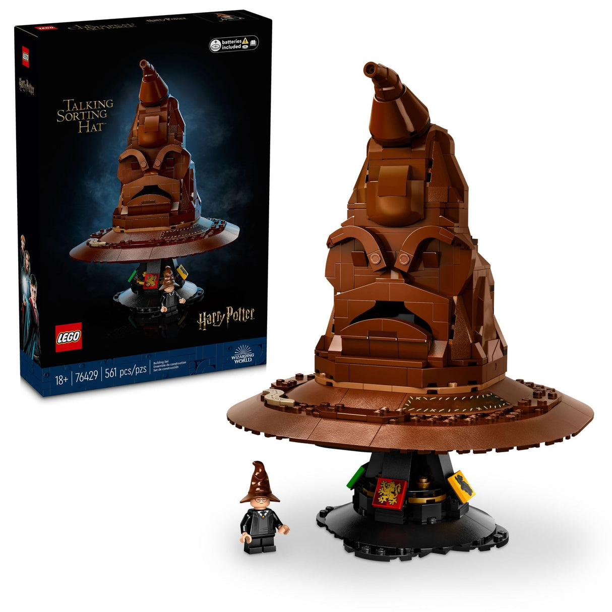 LEGO Harry Potter Talking Sorting Hat, Hogwarts Hat with 31 Randomized Sounds, Movie-Themed Build and Display Model, Fun Harry Potter Party Game or Gift Idea for Adult Fans, 76429