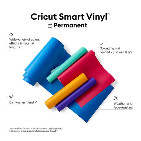 Cricut Smart Permanent Vinyl (13in x 3ft, Red) for Explore and Maker 3 - Matless cutting for long cuts up to 12ft