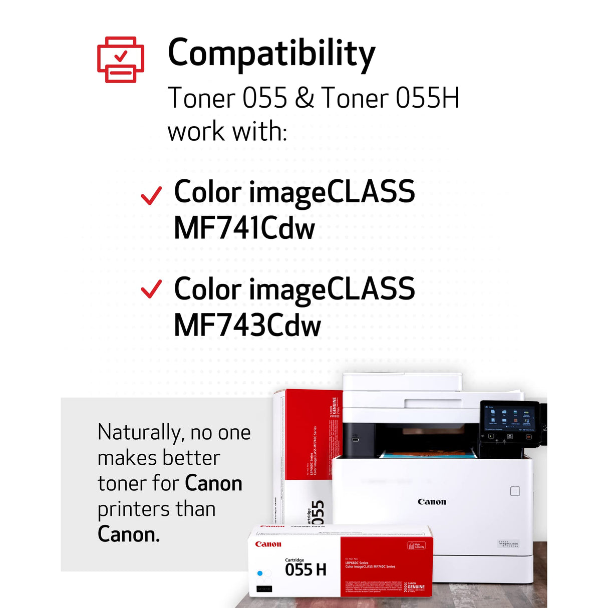 Canon Genuine Toner, Cartridge 055 Cyan (3015C001) 1 Pack Color imageCLASS MF741Cdw, MF743Cdw, MF745Cdw, MF746Cdw,LBP664Cdw Laser Printers