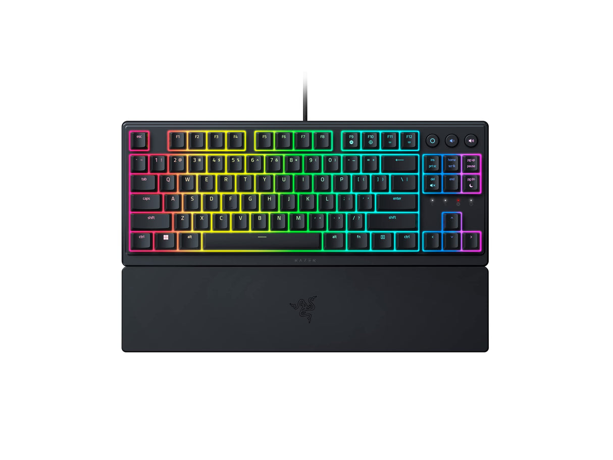 Razer Ornata V3 TKL Gaming Keyboard: Low-Profile Keys - Mecha-Membrane Switches - UV-Coated Keycaps - Backlit Media Keys - 8-Zone RGB Lighting - Spill-Resistant - Magnetic Wrist Wrest - Classic Black