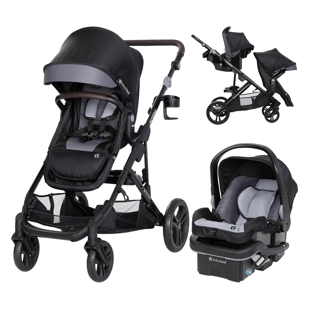 Baby Trend Morph Single to Double Modular Travel System | Dash Black