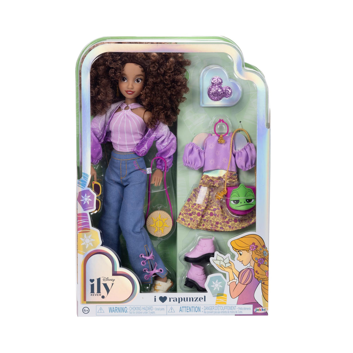 Disney ily 4EVER Dolls Rapunzel 11.5" Tall with 13 Points of Articulation, Two Complete Mix-and-Match Outfits and Glittery Mickey Ring for You!