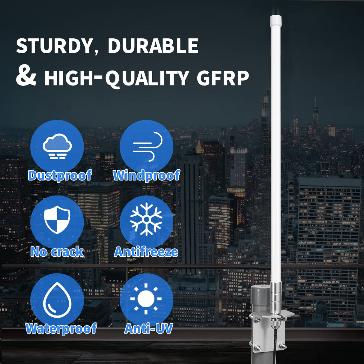 Waterproof 8dBi Long Range Cellular Ultra Distance LoRa Gateway Antenna Omni-Directional Glass Fiber LoRaWan 915MHz Antenna with 5M/16.4FT Cable for Helium RAK Hotspot HNT Finestra Miner Mining