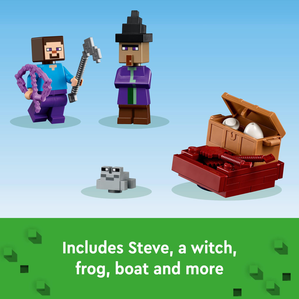 LEGO Minecraft The Pumpkin Farm 21248 Building Toy, Hands-on Action in The Swamp Biome Featuring Steve, a Witch, Frog, Boat, Treasure Chest and Pumpkin Patch, Minecraft Toy for Boys and Girls Aged 8+