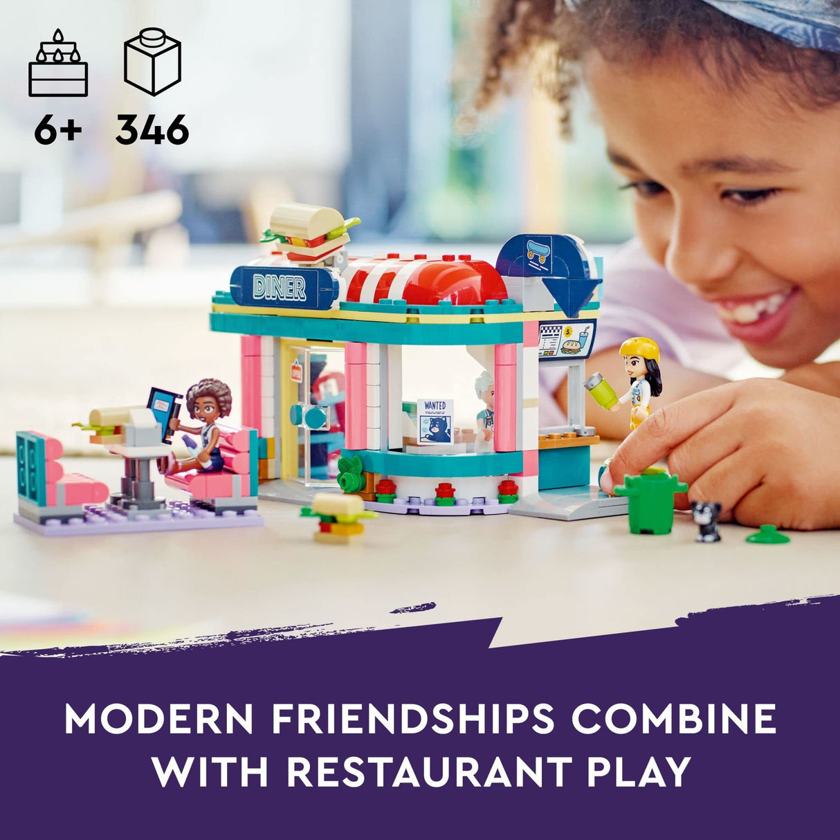 LEGO 41728 Friends Heartlake Serving Building Kit with 3 Mini Figures from 2023 Series Toy for Children Over 6 Years, Gift Idea for Birthdays
