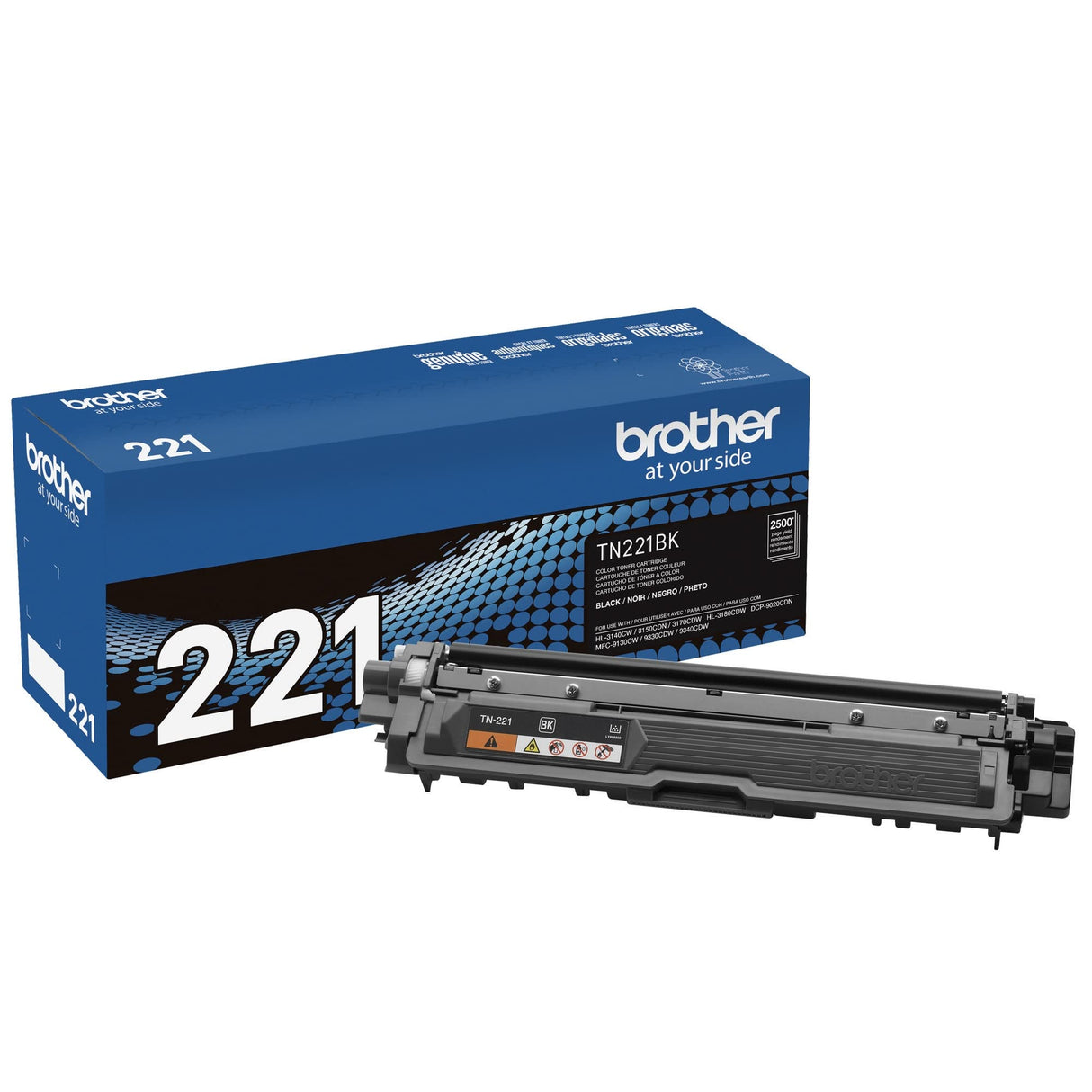 Brother Genuine Standard Yield Toner Cartridge, TN221BK, Replacement Black Toner, Page Yield Up To 2,500 Pages