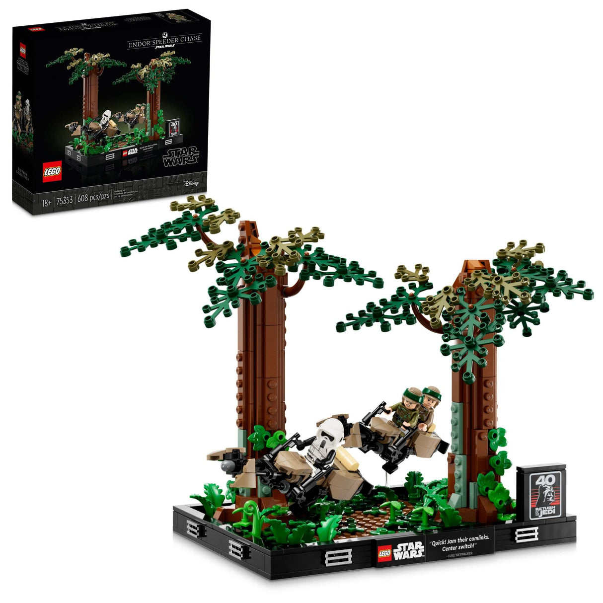 LEGO Star Wars Endor Speeder Chase Diorama 75353 Home Décor Building Set for Adults, Classic Collectible with Luke Skywalker and Princess Leia Minifigures, Fun Birthday Gift for Star Wars Fans