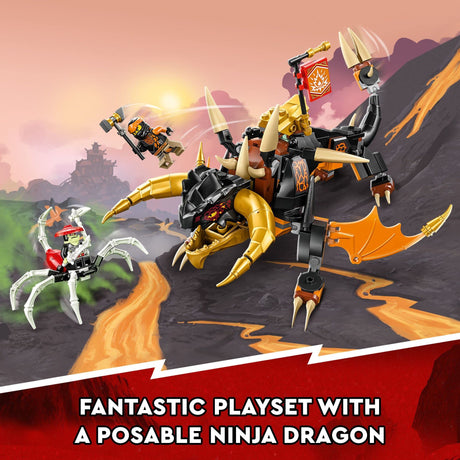 LEGO NINJAGO Cole’s Earth Dragon EVO 71782, Upgradable Action Toy Figure for Boys and Girls with Battle Scorpion Creature and 2 Minifigures, 2023 Playset