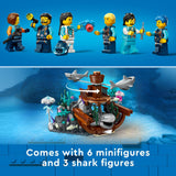 LEGO City Deep-Sea Explorer Submarine 60379 Building Toy Set, Ocean Submarine Playset with Shipwreck Setting, 6 Minifigures and 3 Shark Figures for Imaginative Play, A Gift Idea for Ages 7+