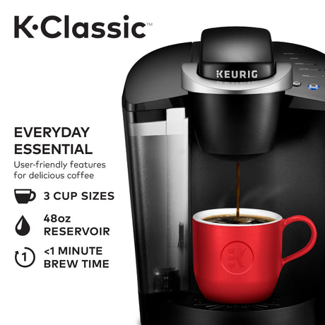 Keurig K-Classic Coffee Maker K-Cup Pod, Single Serve, Programmable, 6 to 10 oz. Brew Sizes, Black