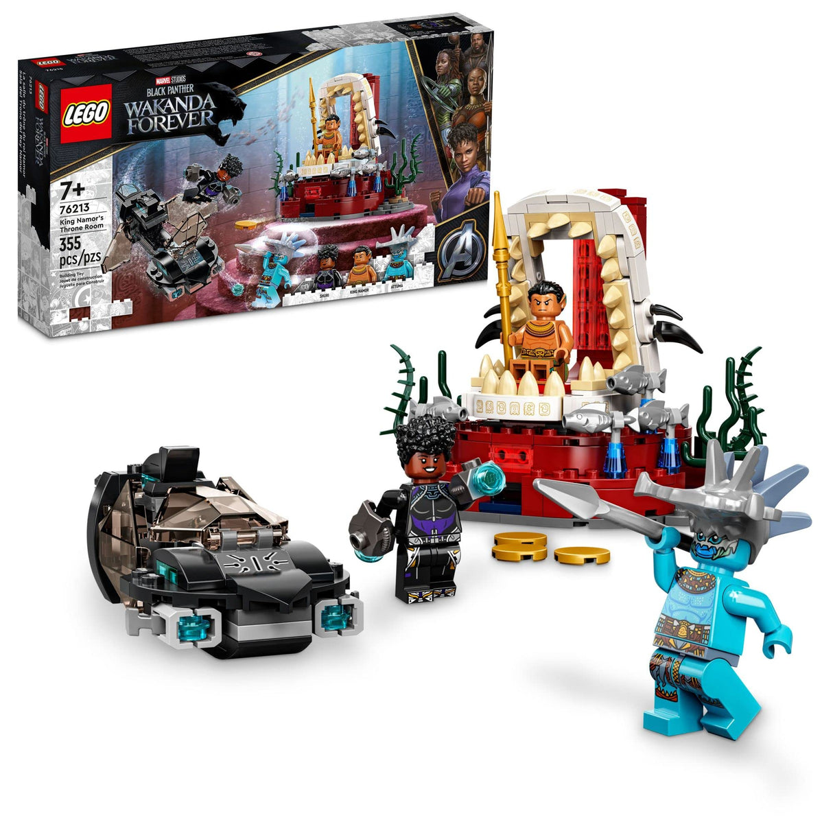 LEGO Marvel Black Panther Wakanda Forever King Namor’s Throne Room Building Kit 76213, Submarine Toy Building Set with 3 Marvel Mini Figures, Great Gift for Kids Boys and Girls Age 7+ Years Old