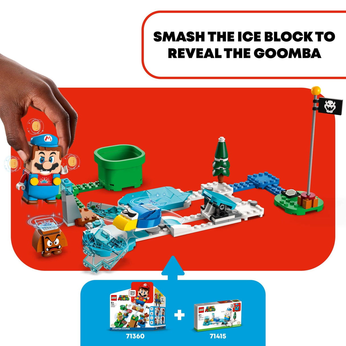 LEGO Super Mario Ice Mario Suit and Frozen World Expansion Set 71415, Collectible Buildable Game with Figure Costume plus Cooligan and Goomba Enemy Figures