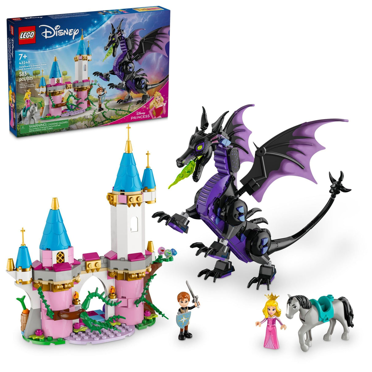 LEGO Disney Princess Maleficent’s Dragon Form Building Set for Kids and Sleeping Beauty Fans, Disney Princess Figure, Castle Toy, Fun Gift Idea for Girls and Boys Ages 7 Plus Who Love Aurora, 43240