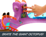 Hot Wheels Skate Octopus Skatepark Playset with Tony Hawk Fingerboard & Pair of Removable Skate Shoes, includes Storage