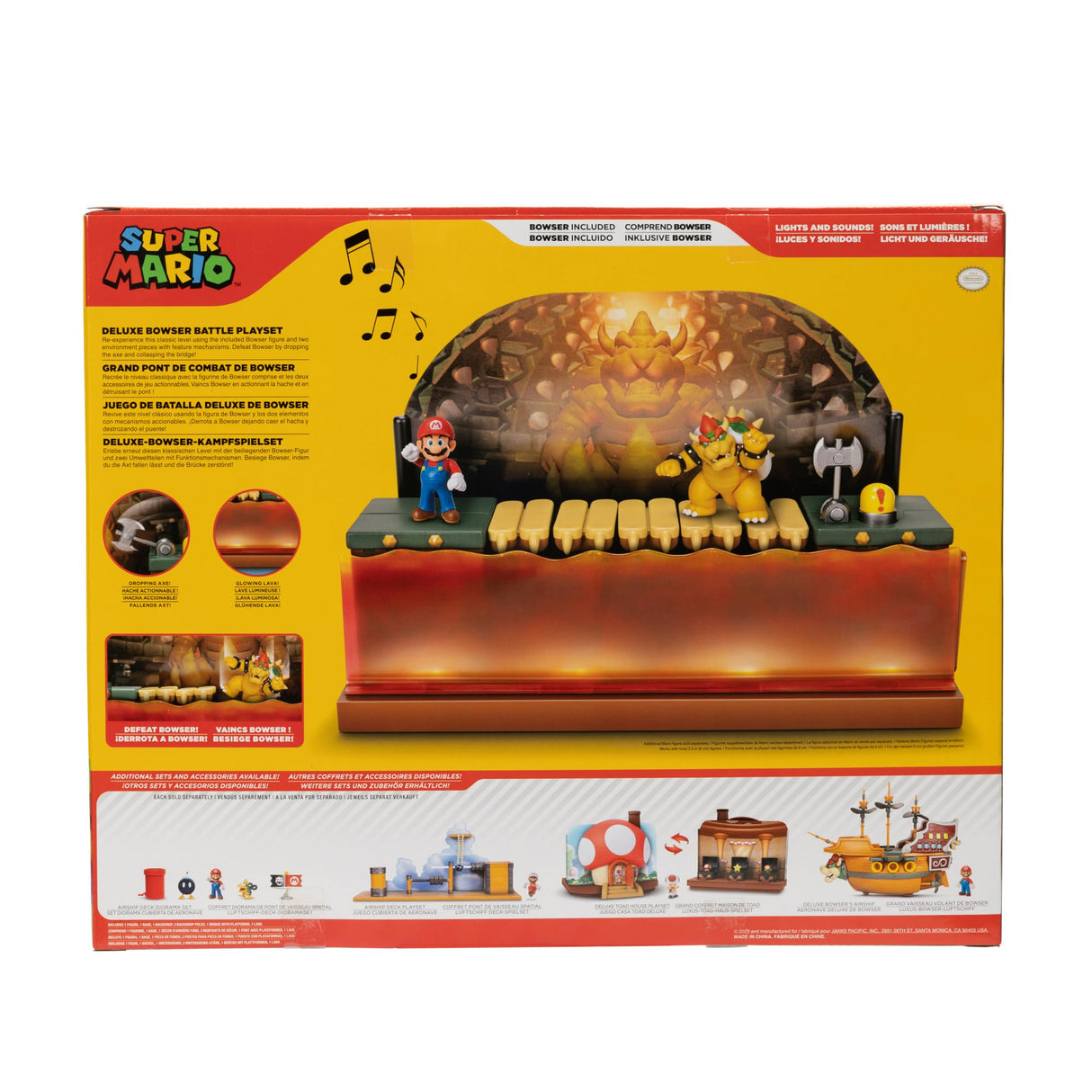 SUPER MARIO Nintendo Super Mario Deluxe Bowser Battle Playset with Lights and Sounds, 2.5 Inch Bowser Action Figure Included