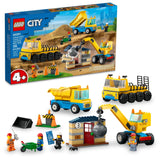 LEGO City Construction Trucks and Wrecking Ball Crane 60391 Building Toy Set for Toddler Kids Ages 4+, Includes 3 Construction Vehicles, an Abandoned House and 3 Minifigures for Pretend Play