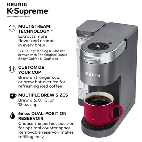 Keurig� K-Supreme Single Serve K-Cup Pod Coffee Maker, MultiStream Technology, Gray