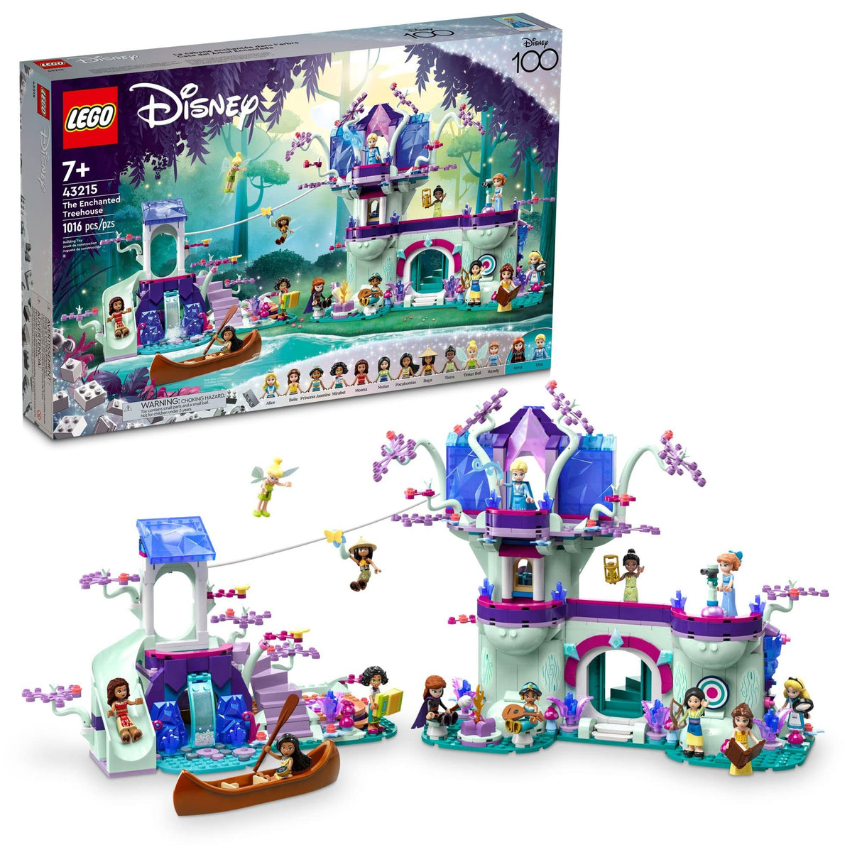 LEGO Disney The Enchanted Treehouse Buildable 2-Level Tree House with 13 Princess Mini-Dolls Including Jasmine, Elsa and Moana, Disney Classic Celebration Gift for Disney Princess Fans Ages 7+, 43215