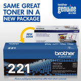 Brother Genuine Standard Yield Toner Cartridge, TN221BK, Replacement Black Toner, Page Yield Up To 2,500 Pages