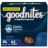 Goodnites Boys' Nighttime Bedwetting Underwear, Size Extra Large (95-140+ lbs), 63 Ct (3 Packs of 21), Packaging May Vary