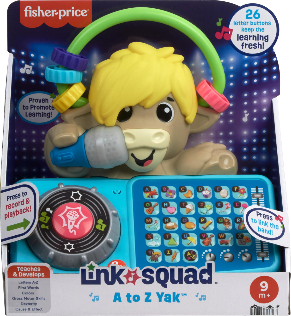 Fisher-Price Baby Learning Toy Link Squad A to Z Yak with Interactive Music & Lights for Ages 9+ Months, Compatible Only with Link Squad Items