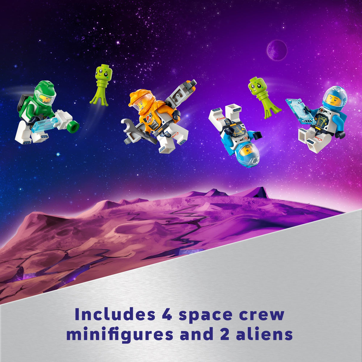 LEGO City Command Rover and Crane Loader Outer Space Toy Building Set, 4 Astronaut Toy Minifigures, Space Robot, 2 Alien Action Figures, Gift for 7 Year Old Boys, Girls, and Kids, 60432