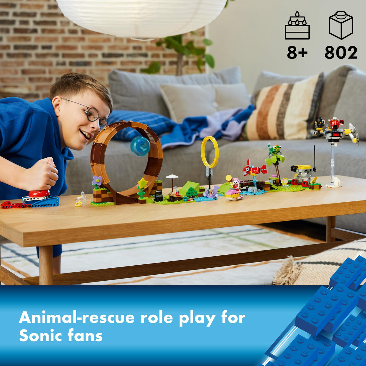 LEGO Sonic The Hedgehog Sonic’s Green Hill Zone Loop Challenge Building Toy Set, Sonic Adventure Toy with 9 Sonic and Friends Characters, Fun Gift for 8 Year Old Gamers and Young Fans, 76994