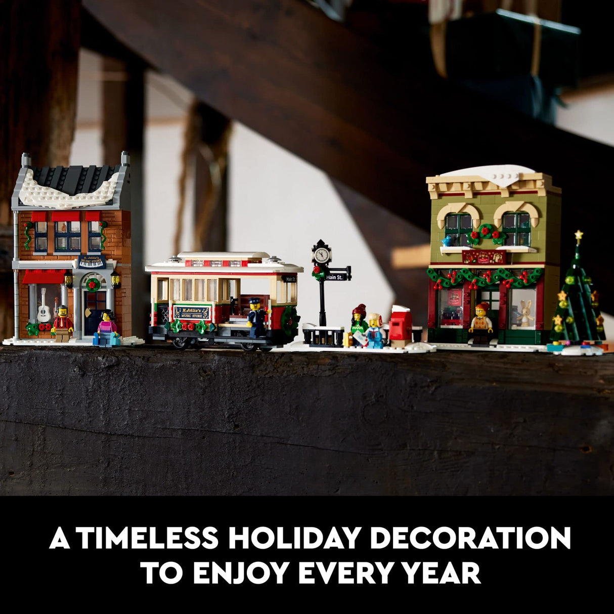 LEGO Holiday Main Street Building Set 10308, for Adults and Family, Christmas Village Building Kit, Holiday Display Set with Shops, Streetcar and 6 Minifigures, Christmas Decoration to Build Together