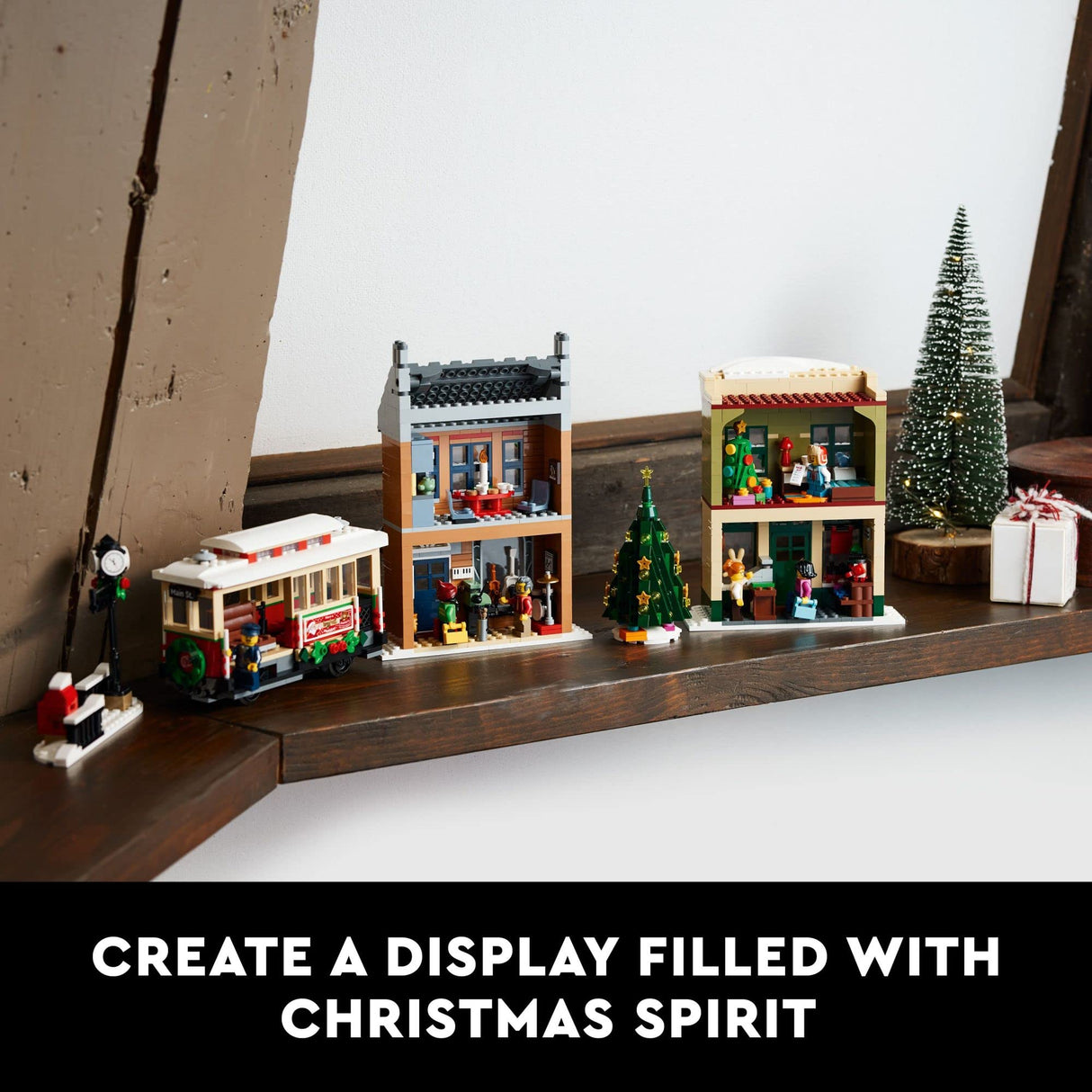 LEGO Holiday Main Street Building Set 10308, for Adults and Family, Christmas Village Building Kit, Holiday Display Set with Shops, Streetcar and 6 Minifigures, Christmas Decoration to Build Together