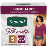 Depend Silhouette Adult Incontinence and Postpartum Underwear for Women, Small, Maximum Absorbency, Black, 60 Count (2 Packs of 30), Packaging May Vary