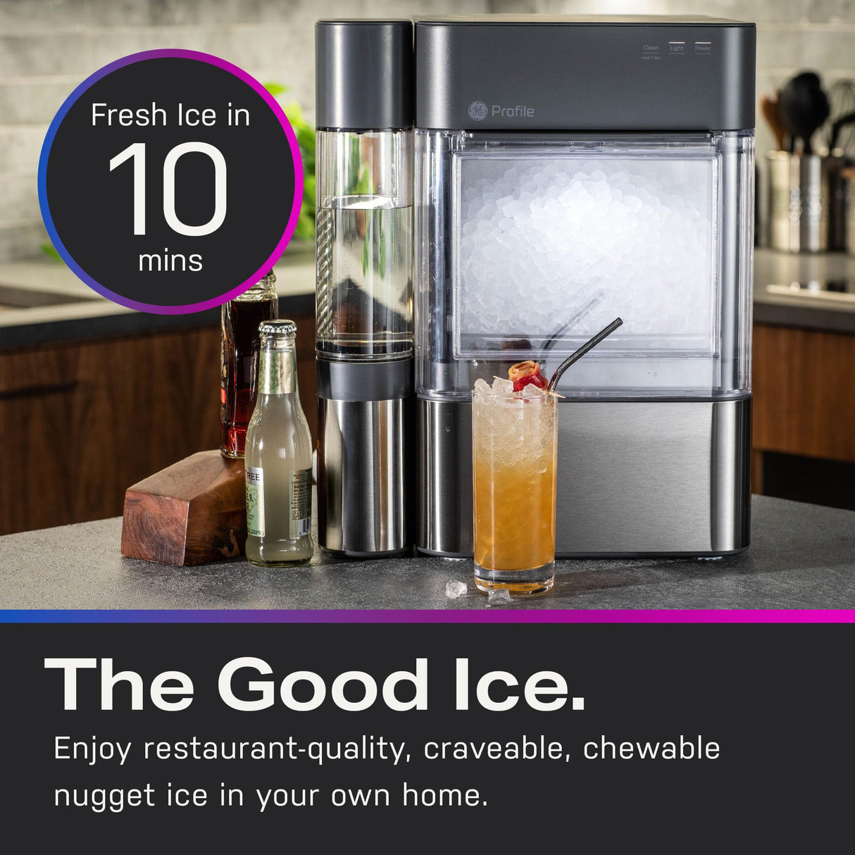 GE Profile Opal 2.0 | Countertop Nugget Ice Maker With Side tank | Ice Machine with WiFi Connectivity | Stainless Steel