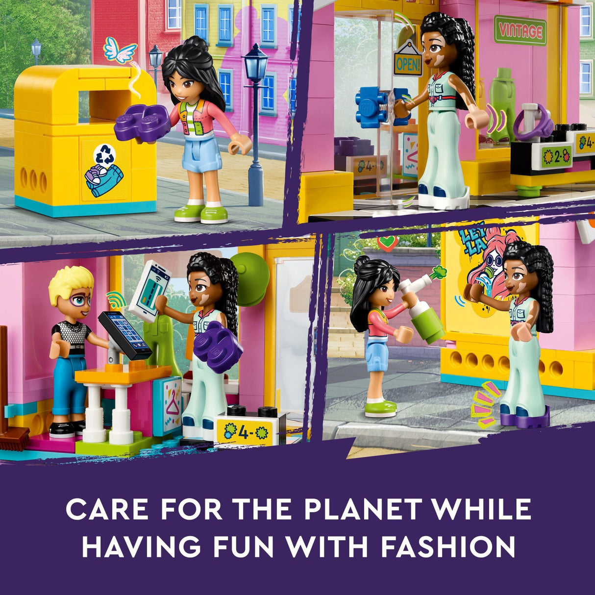 LEGO Friends Vintage Fashion Store, Social-Emotional Toy, Buildable Model, Role-Play Gift Idea for Kids Aged 6 Years Old and Up, Mini-Doll Characters and Cat Figure, Play Together Toy, 42614