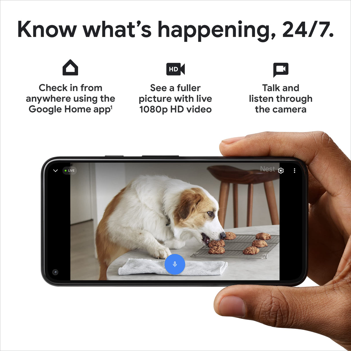 Google Nest Cam (Indoor, Wired) - Security Camera - Snow