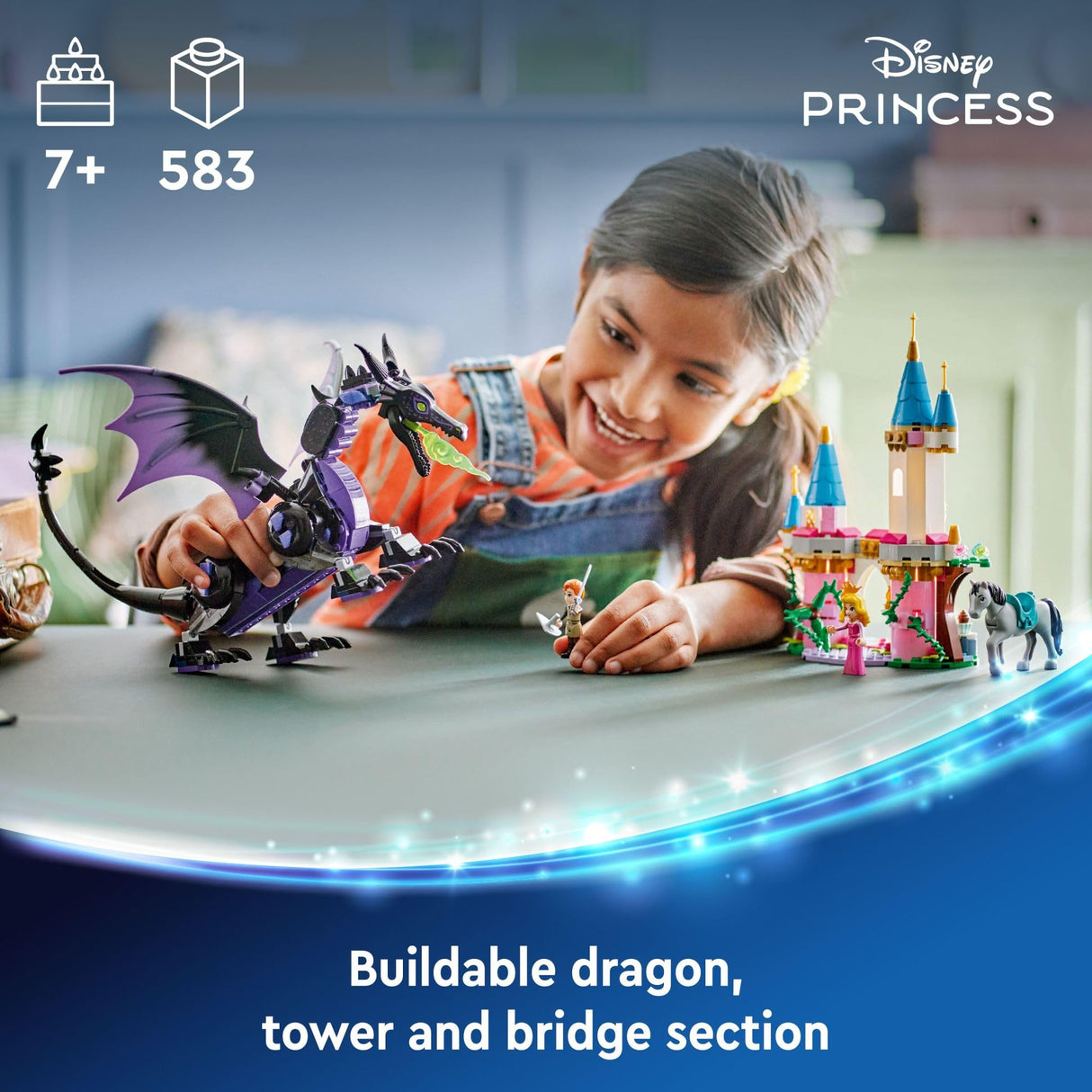 LEGO Disney Princess Maleficent’s Dragon Form Building Set for Kids and Sleeping Beauty Fans, Disney Princess Figure, Castle Toy, Fun Gift Idea for Girls and Boys Ages 7 Plus Who Love Aurora, 43240