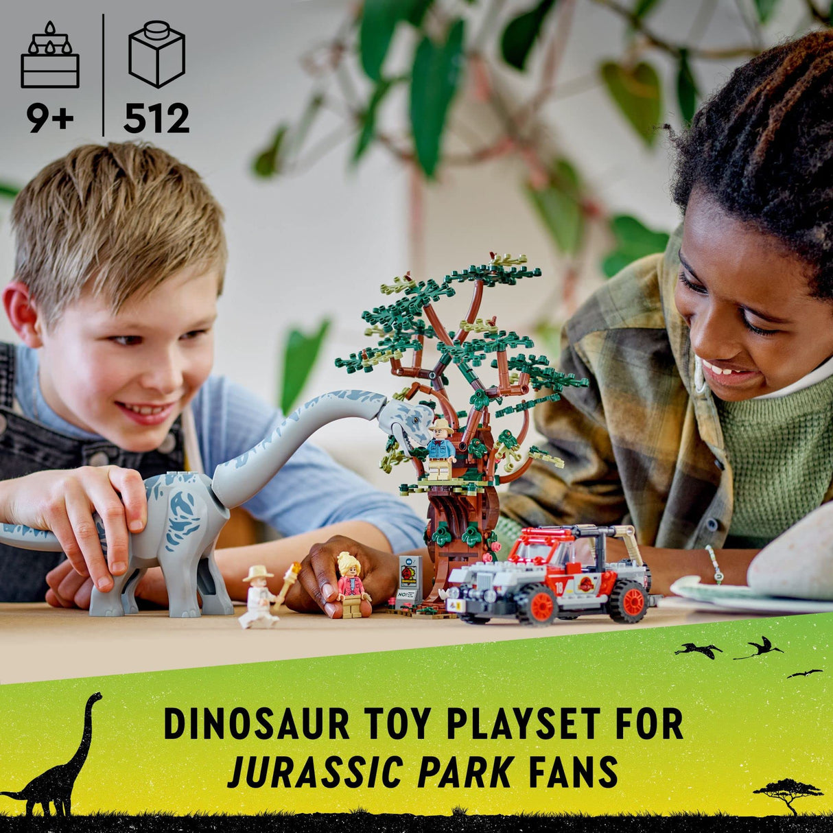 LEGO Jurassic World Brachiosaurus Discovery 76960 Jurassic Park 30th Anniversary Dinosaur Toy; Featuring a Large Dinosaur Figure and Brick Built Jeep Wrangler Car Toy; Fun Gift Idea for Kids Aged 9+