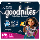 Goodnites Girls' Nighttime Bedwetting Underwear, Size S/M (43-68 lbs), 44 Ct (2 Packs of 22), Packaging May Vary