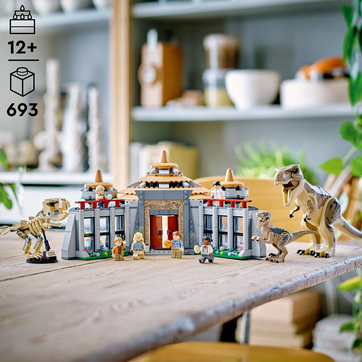 LEGO Jurassic Park Visitor Center: T. rex & Raptor Attack 76961 Buildable Dinosaur Toy; Gift for Teens and Kids Aged 12 and Up, Including a Dino Skeleton Figure, 6 Minifigures and More