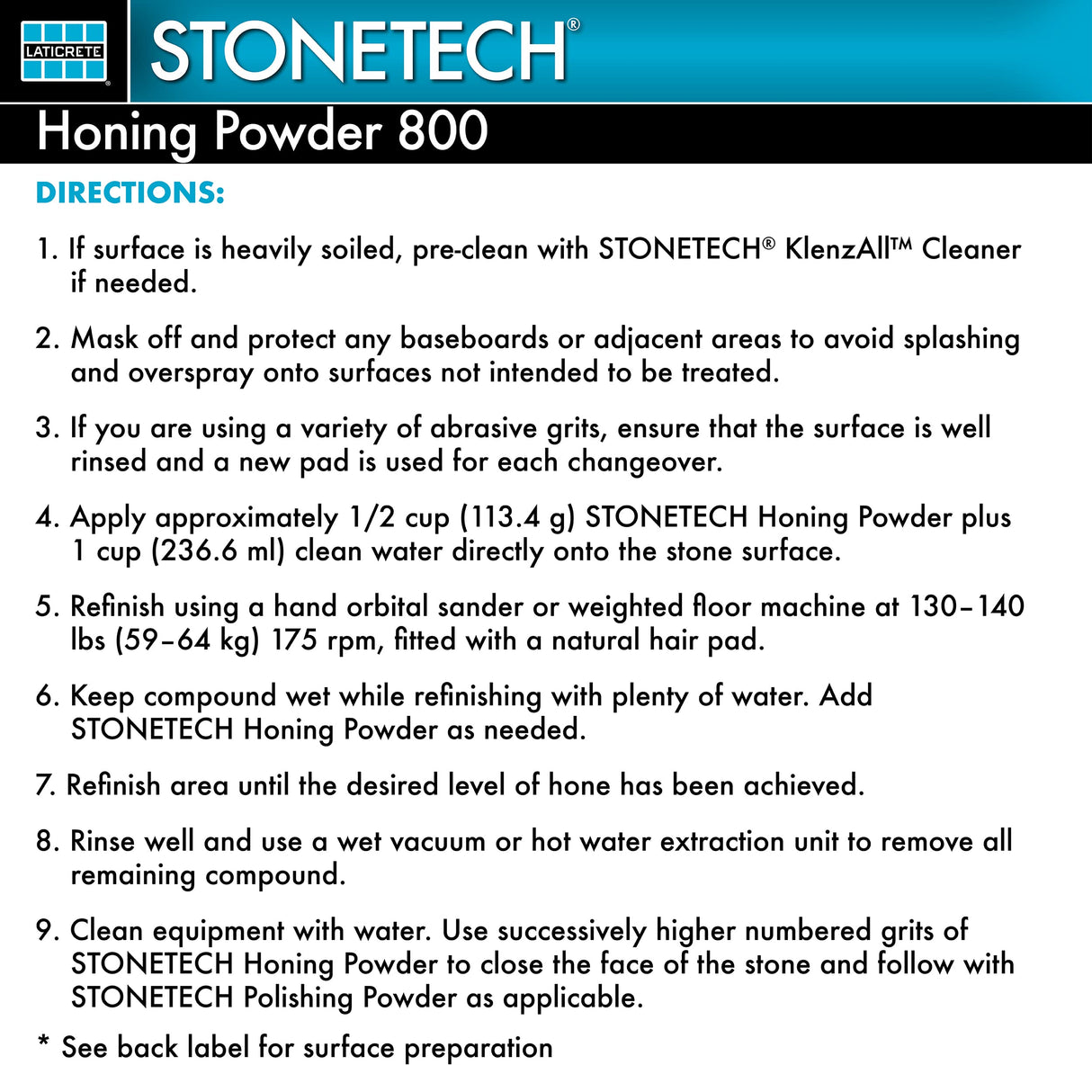 STONETECH Honing Powder 800, 800 Grit/1.9LB (850G) Bottle