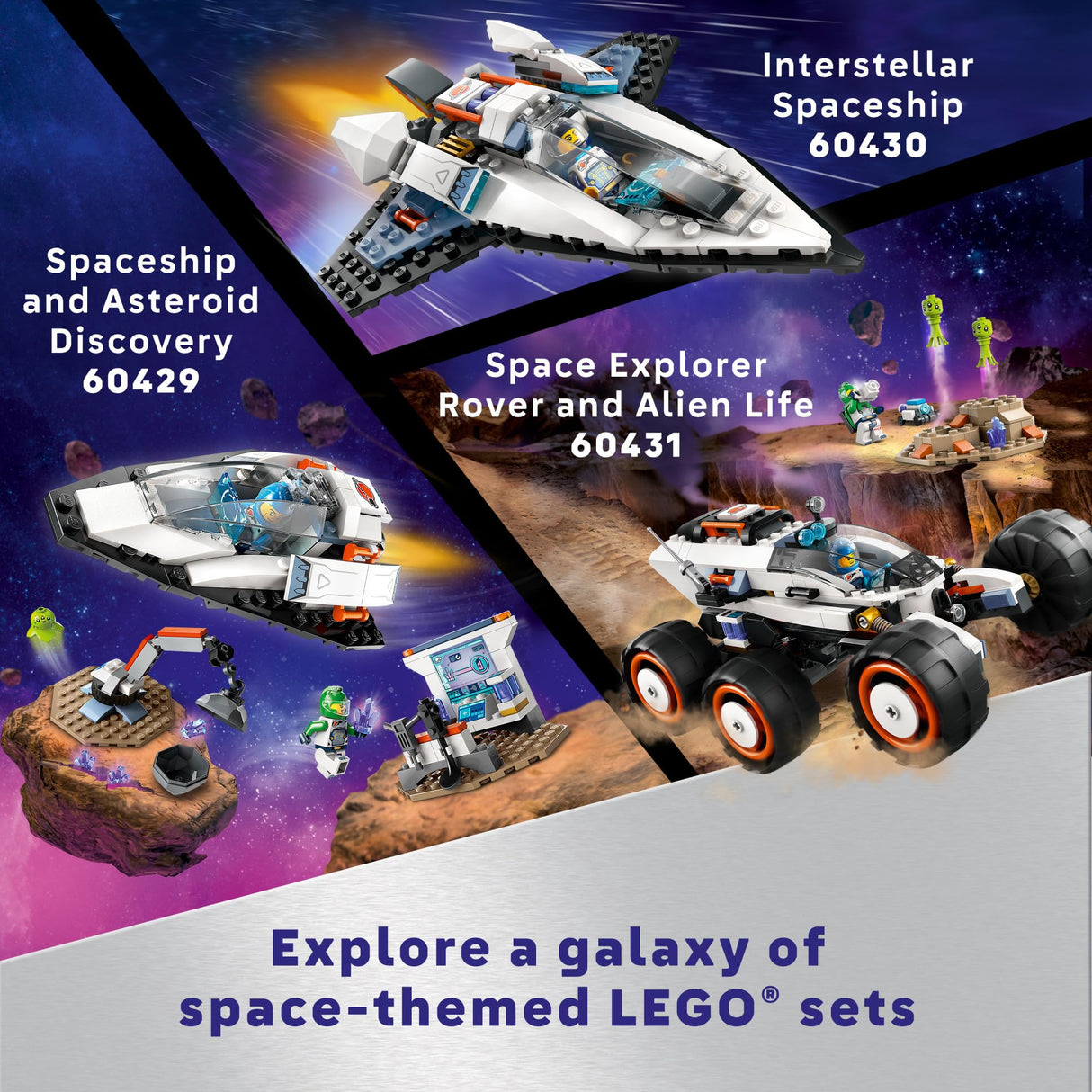 LEGO City Space Explorer Rover and Alien Life Toy, Space Gift for Boys and Girls Ages 6 and Up with 2 Minifigures, Robot and Extraterrestrial Figures, Pretend Play STEM Toy, 60431