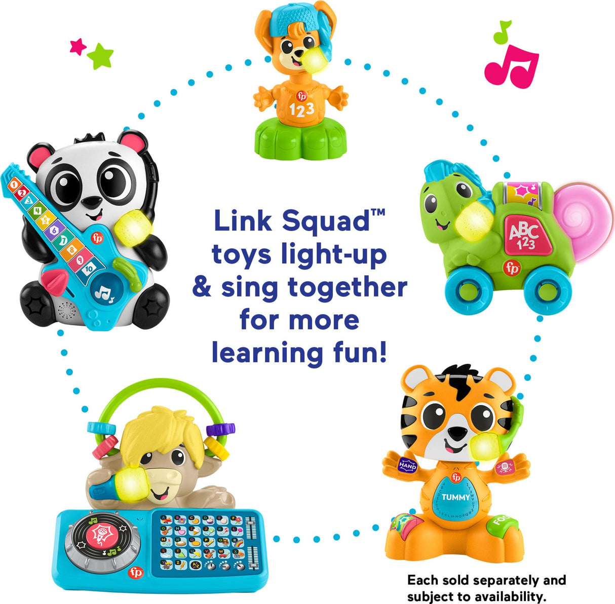 Fisher-Price Baby Learning Toy Link Squad A to Z Yak with Interactive Music & Lights for Ages 9+ Months, Compatible Only with Link Squad Items