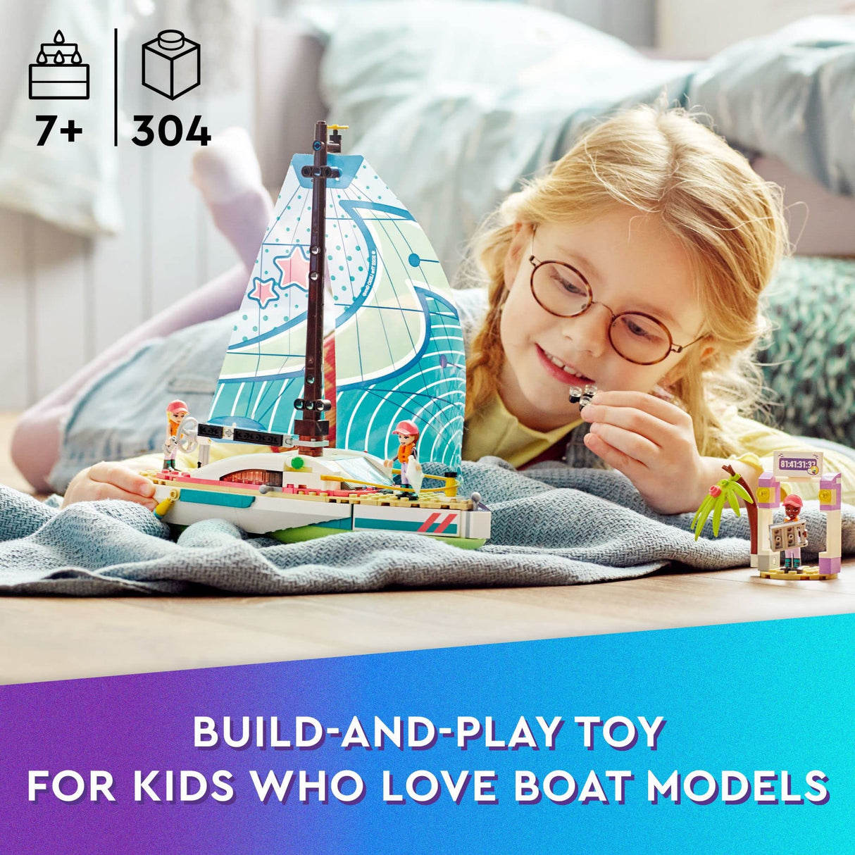 LEGO Friends Stephanie's Sailing Adventure Toy Boat Set 41716, Sailboat Building Toy with Island, Drone, and 3 Mini Figures, Creative Sailing Gift for Kids, Girls, Boys Age 7+ Years Old