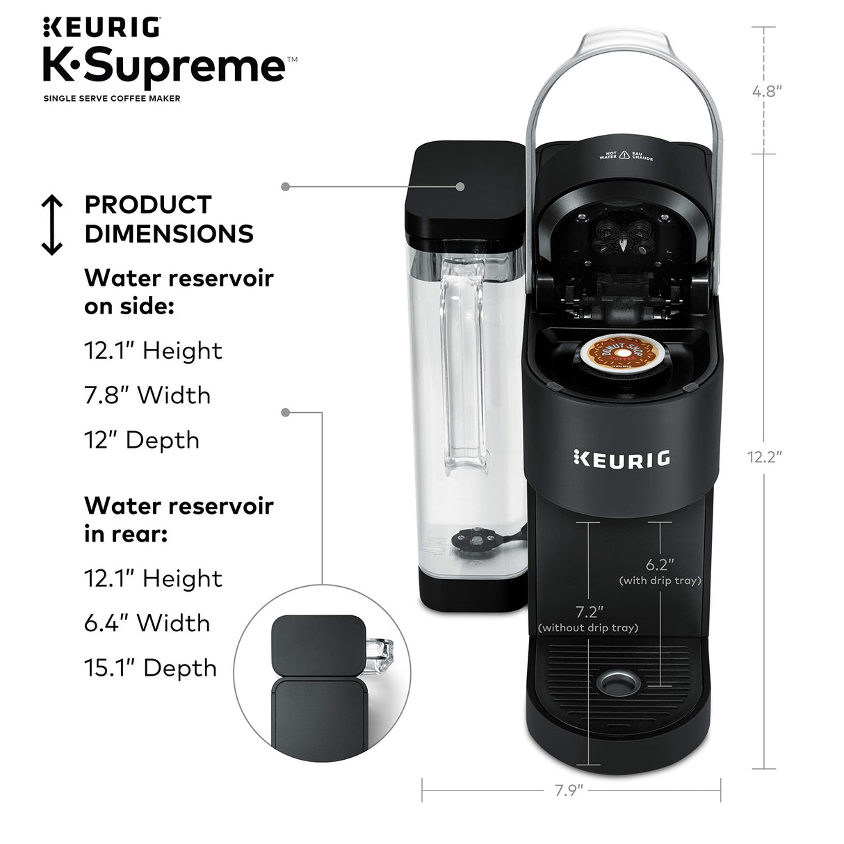 Keurig� K-Supreme Single Serve K-Cup Pod Coffee Maker, MultiStream Technology, Black